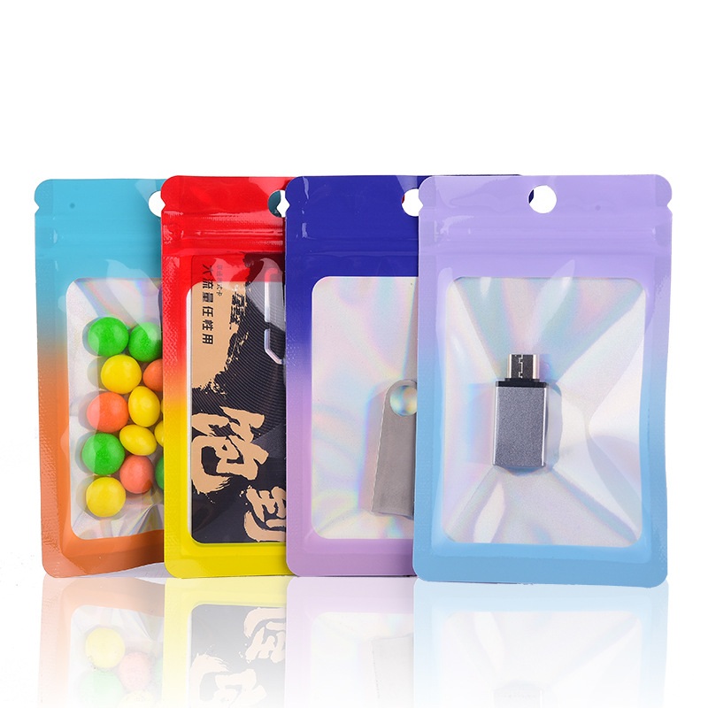 Food Storage Bags Zip Lock Pouch - 1000 Stücke Laser Farbverlauf Druckverschlussbeutel Kunststoff