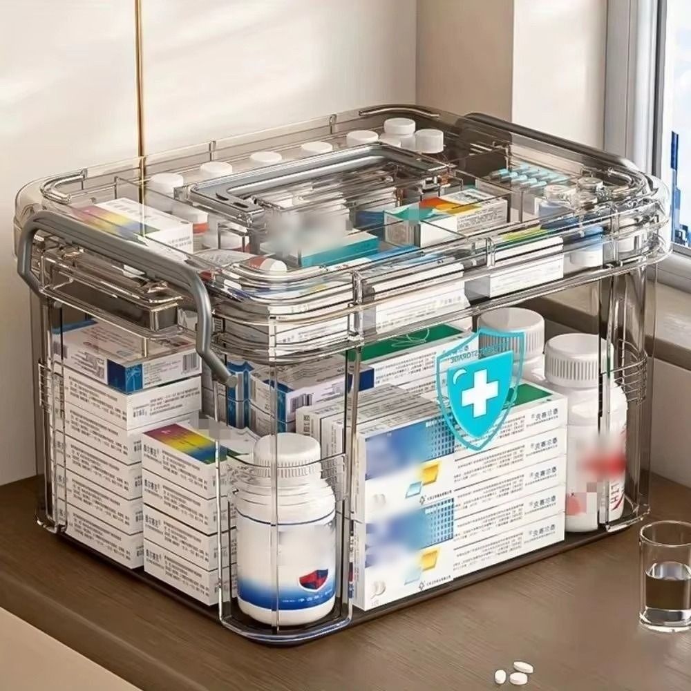 Food Storage Emergency - Tragbare doppelschichtige Medikamenten-Aufbewahrungsbox mit Griff, Kunststoff-Notfallbox,