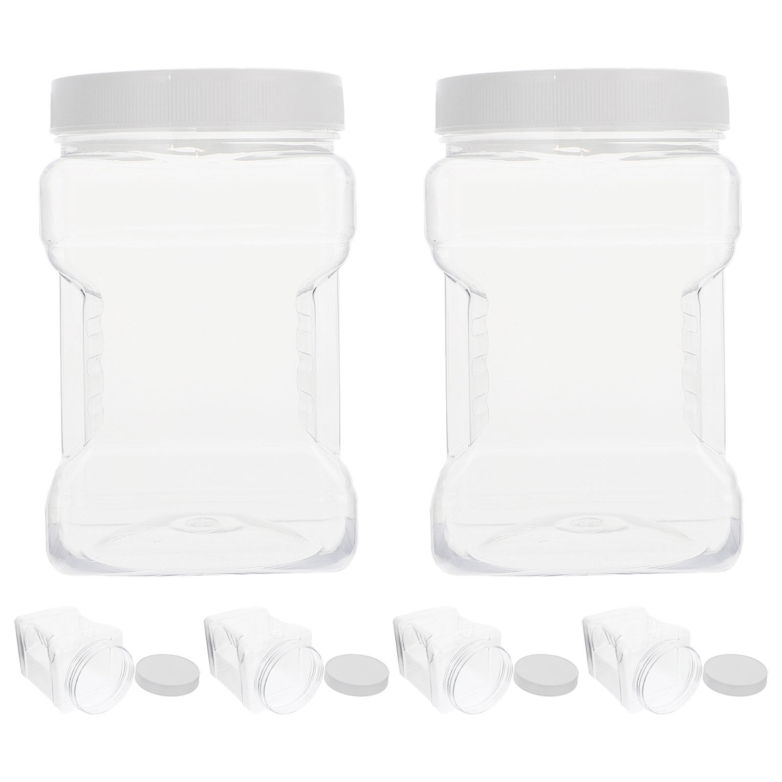 Food Storage Canister - 6 Stück transparente quadratische Behälter, Kunststoff-Aufbewahrungsdosen,