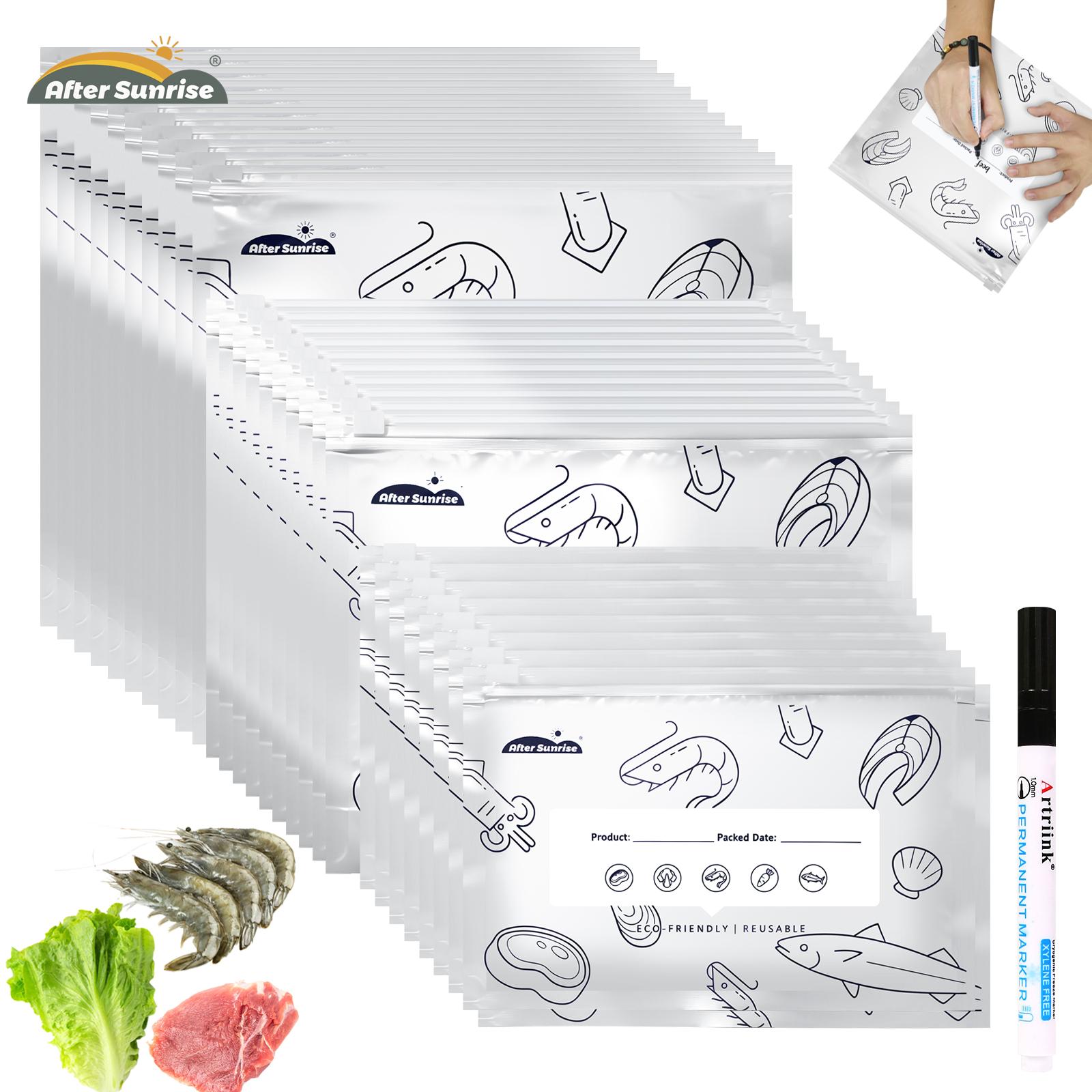 Food Storage Bags Zip Lock Pouch - 【Gekühlte Lebensmittel】Wiederverwendbare, verschließbare Aufbewahrungsbeutel aus Aluminiumfolie,