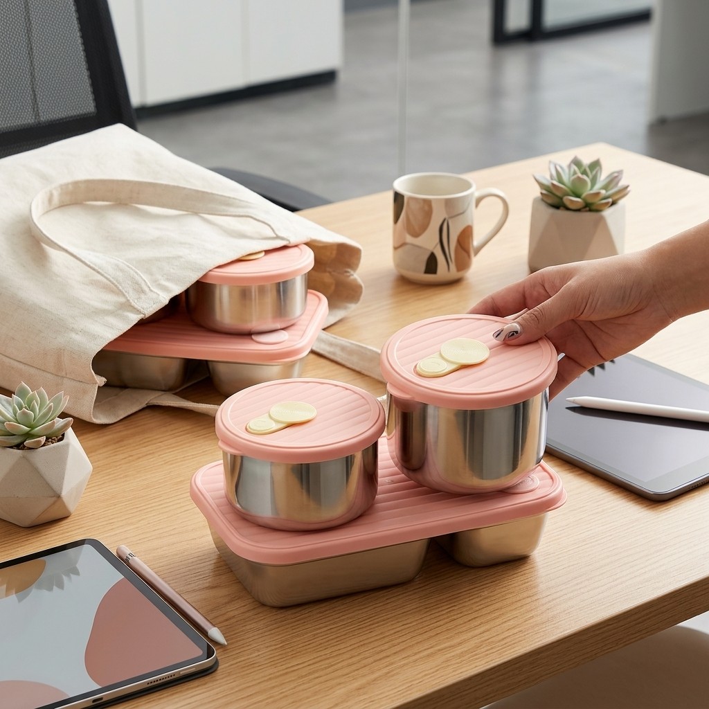 Food Storage Containers B&M - Mikrowellengeeignetes 304 Edelstahl Lunchbox-Set Bento-Box Mahlzeiten-Vorbereitungs-Lebensmittelbehälter