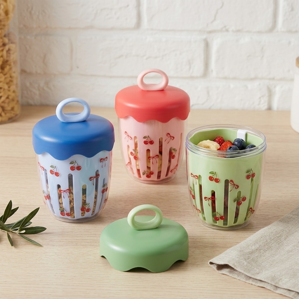 Food Storage Handling - Tragbarer Plastikbehälter für Overnight Oats Joghurt-Salat-Becher