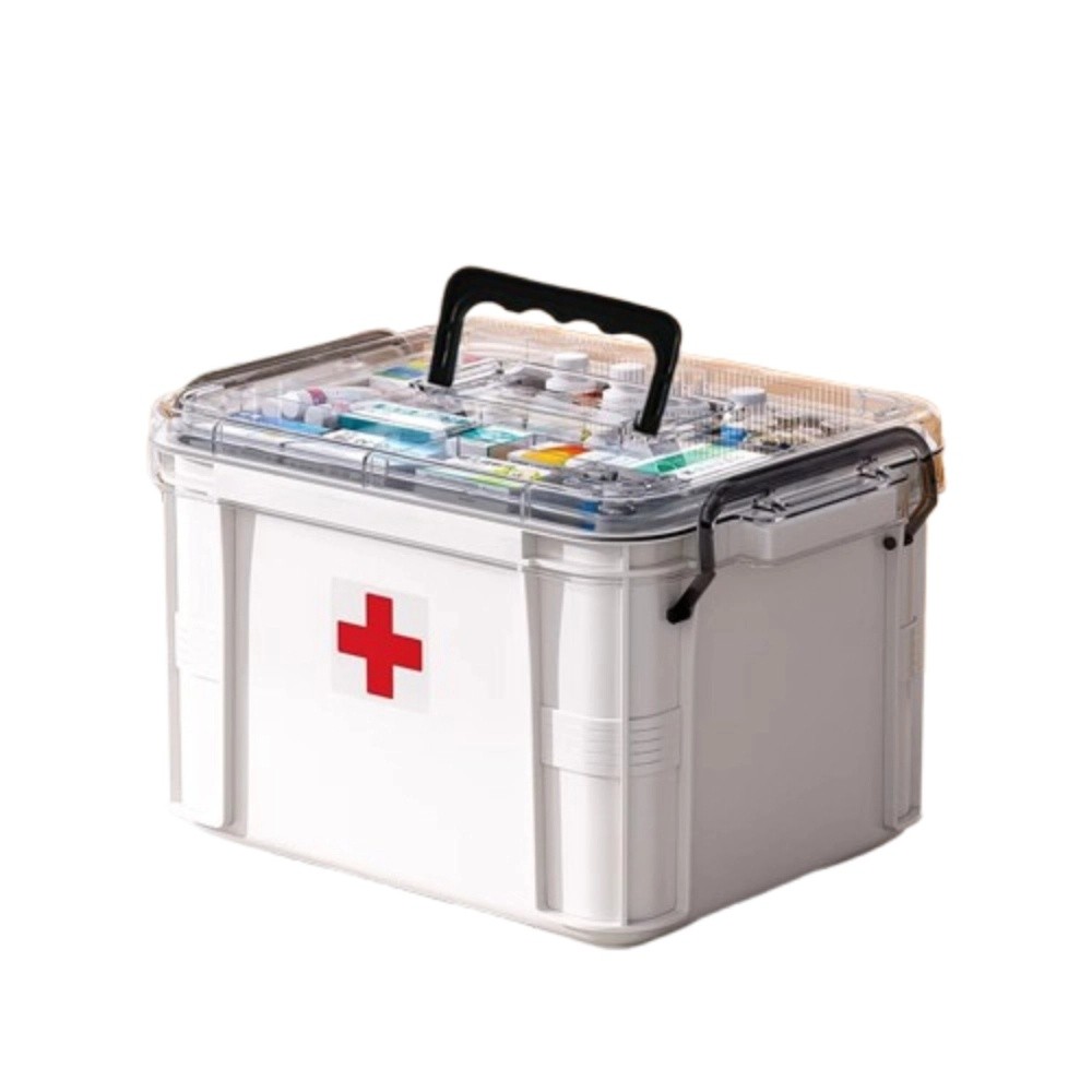 Food Storage Emergency - Doppelschichtige Medikamenten-Aufbewahrungsbox aus Kunststoff mit Griff,