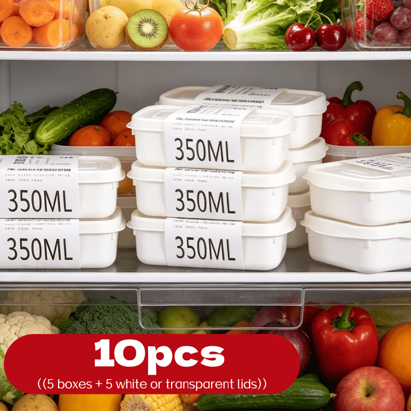 Food Storage Made Easy - 10-teiliges Wiederverwendbares Stapelbares Lebensmittel-Aufbewahrungsboxen-Set 5 Behälter