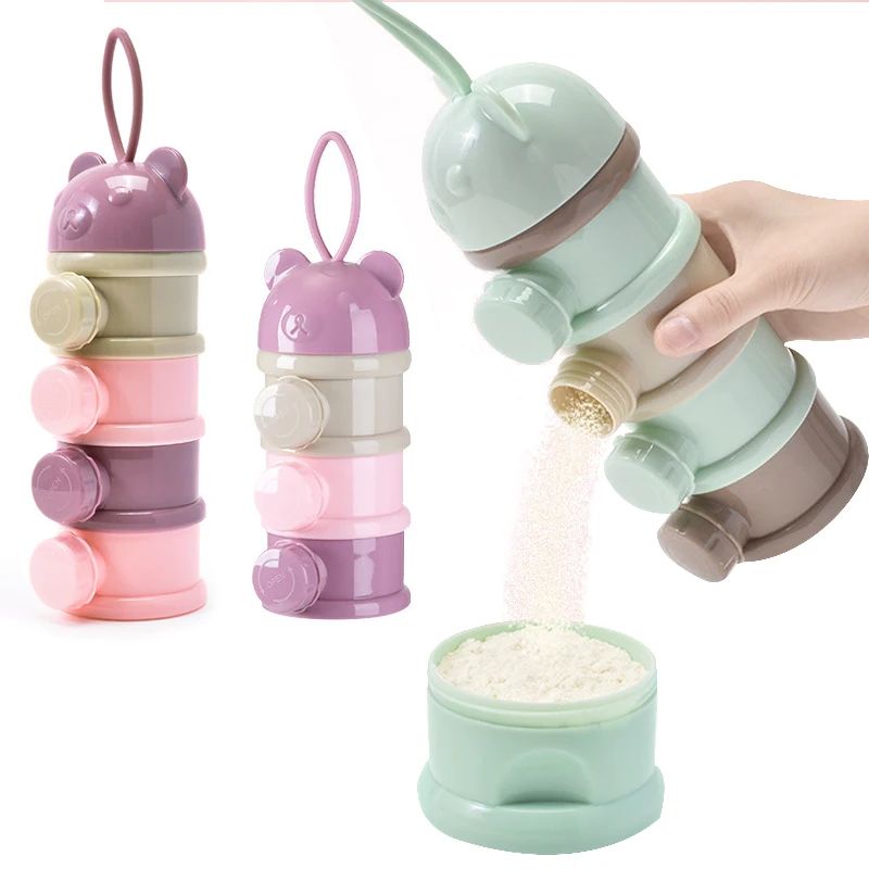 Food Storage Containers B&M - 3/4-lagige tragbare Baby-Nahrungsaufbewahrungsbox mit mehreren Öffnungen,