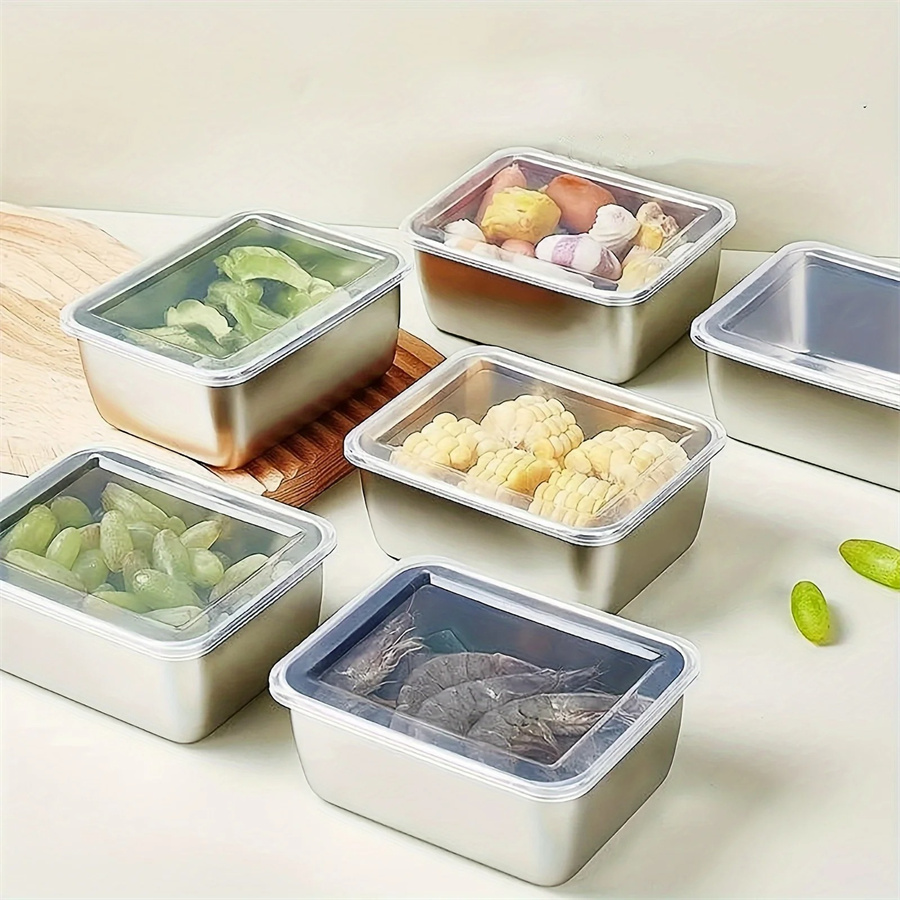 Food Storage Made Easy - 1/3/5 Stück Edelstahl-Aufbewahrungsbox für Lebensmittel, Frischhaltebox