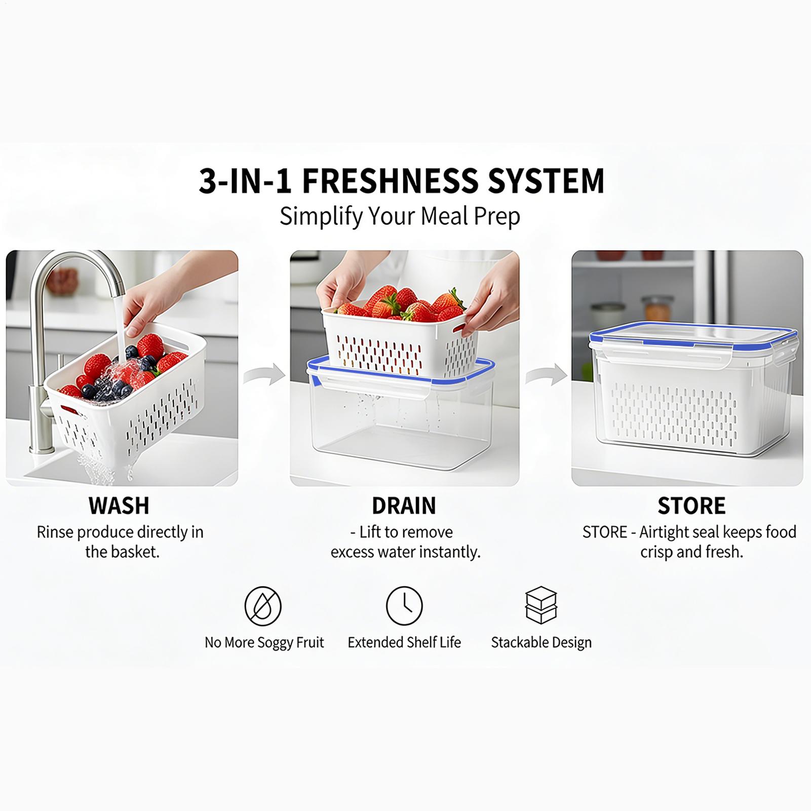 4-in-1-Lebensmittelbehälter, 4 – Food Storage With Colander Bewertung und Preis