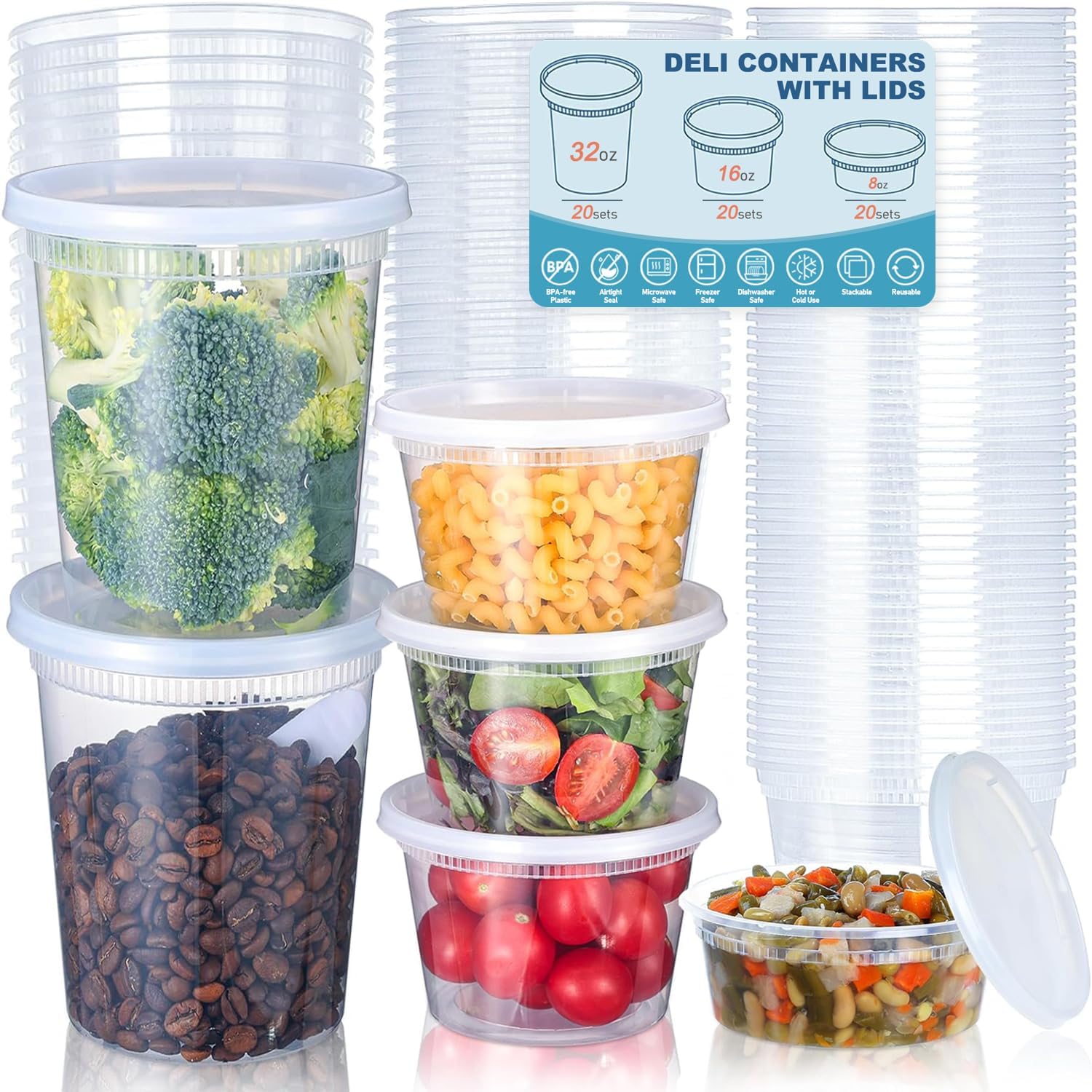 24 Stück Deli-Lebensmittel-Auf – Food Storage Plastic Containers With Lids Bewertung und Preis
