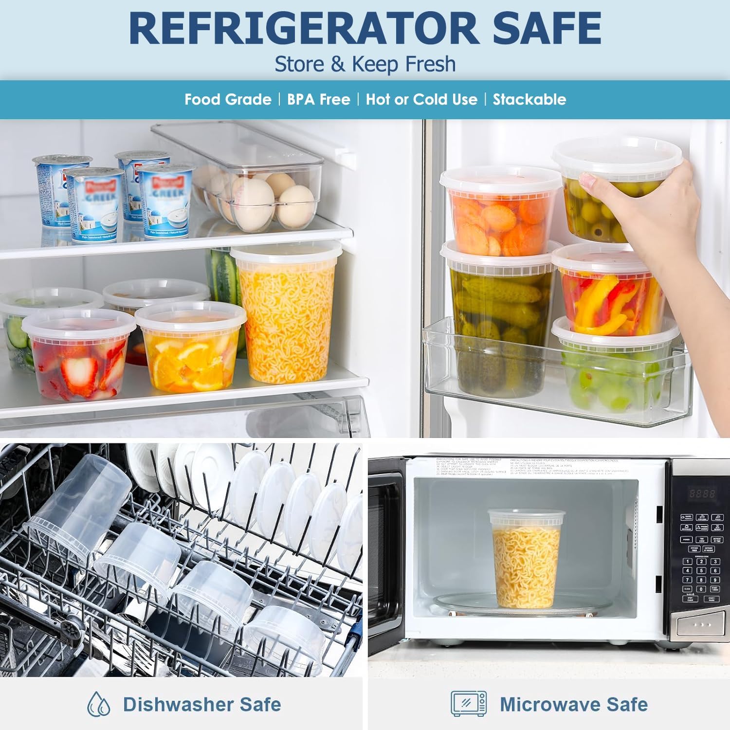 24 Stück Deli-Lebensmittel-Auf – Food Storage Plastic Containers With Lids Bewertung und Preis
