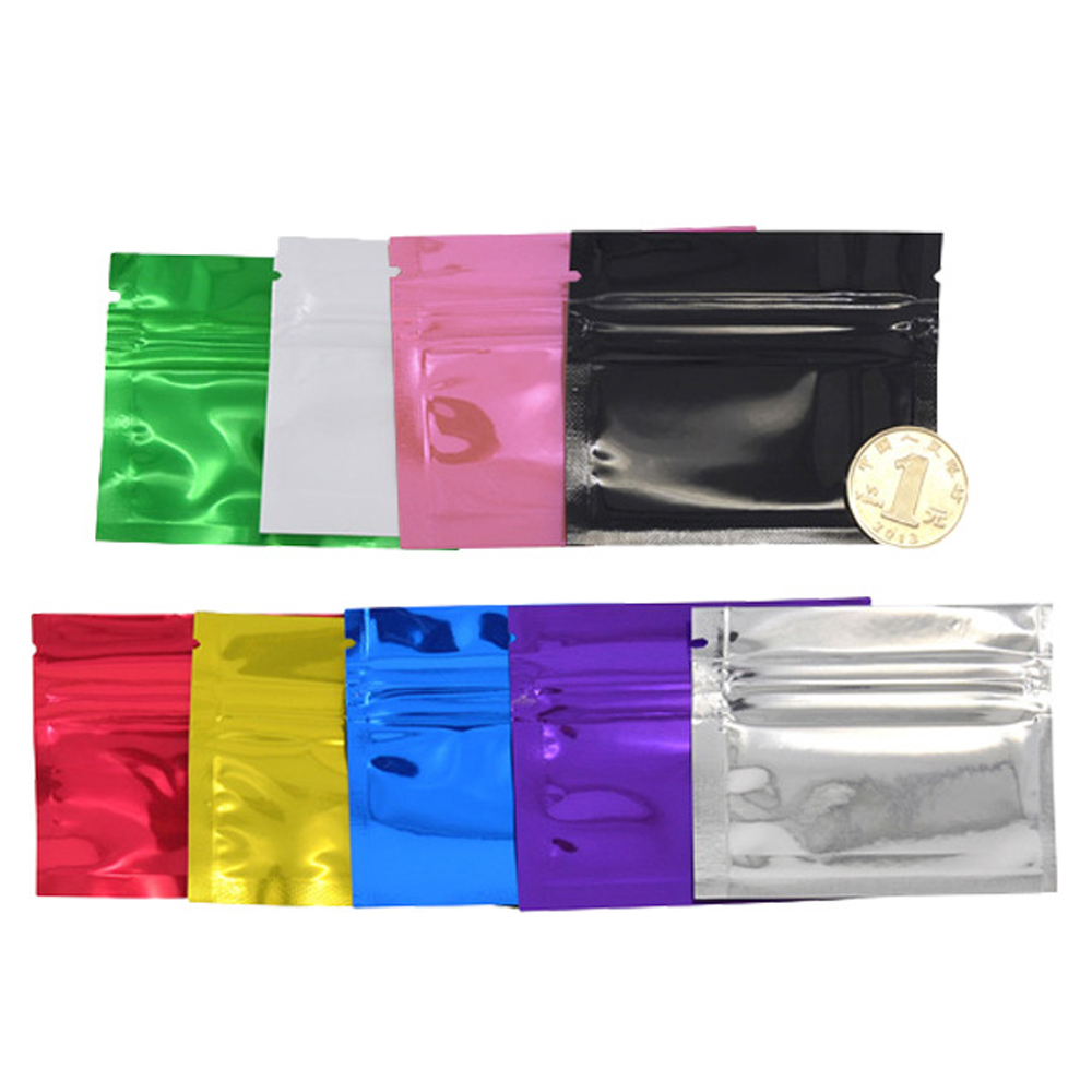 100Pcs Bunte Glänzend Aluminiu – Food Storage Bags Zip Lock Pouch Bewertung und Preis